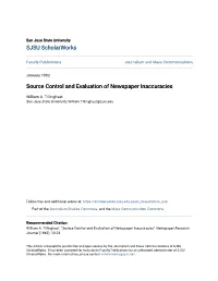 Source Control and Evaluation of Newspaper Inaccuracies