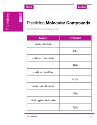 Chemistry Molecule Exercises