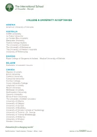 College & University Acceptances