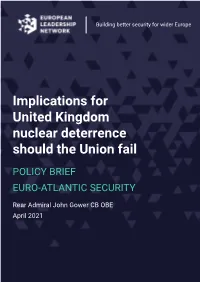 Implications for United Kingdom Nuclear Deterrence Should the Union Fail