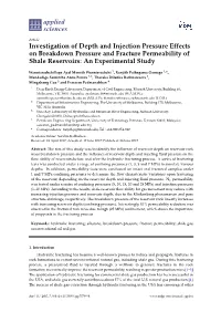 Investigation of Depth and Injection Pressure Effects on Breakdown Pressure and Fracture Permeability of Shale Reservoirs: an Experimental Study