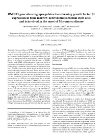 RNF213 Gene Silencing Upregulates Transforming Growth Factor Β1