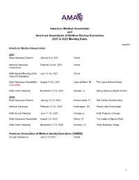 AMA and AAMSE 2021 & 2022 Meeting Dates
