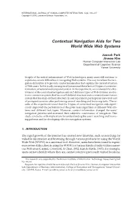 Contextual Navigation Aids for Two World Wide Web Systems