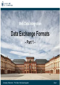 Data Exchange Formats Part 1