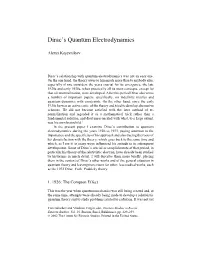 Dirac's Quantum Electrodynamics