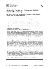 Geographic Variations in Cardiometabolic Risk Factors in Luxembourg
