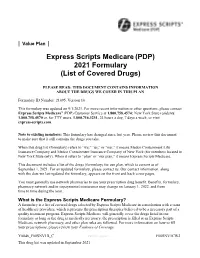 Medicare Part D: 2021 Value Plan Formulary
