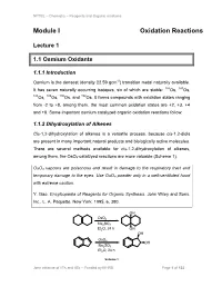Module I Oxidation Reactions