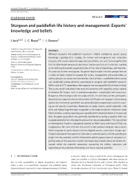 Sturgeon and Paddlefish Life History and Management: Experts’ Knowledge and Beliefs