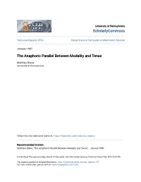The Anaphoric Parallel Between Modality and Tense