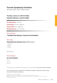 Toronto Symphony Orchestra Sir Andrew Davis, Interim Artistic Director