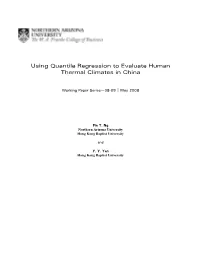 Using Quantile Regression to Evaluate Human Thermal Climates in China