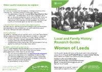Women of Leeds Resources in Our Collection, Which Also Include Reference Books
