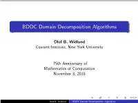 BDDC Domain Decomposition Algorithms