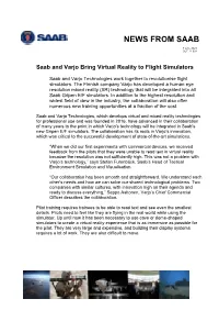 CUE 21-031 Saab and Varjo Bring Virtual Reality to Flight Simulators