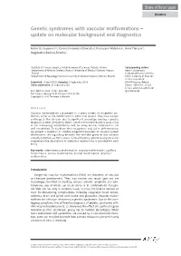 Genetic Syndromes with Vascular Malformations – Update on Molecular Background and Diagnostics