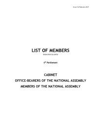 LIST of MEMBERS (Separated by Party)