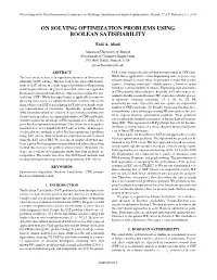 On Solving Optimization Problems Using Boolean Satisfiability