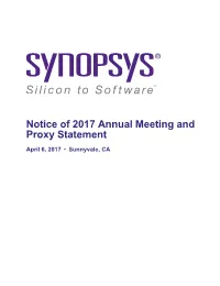 Synopsys 2017 Proxy Statement
