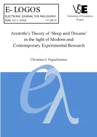 Aristotle's Theory of 'Sleep and Dreams'