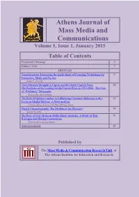 Athens Journal of Mass Media and Communications Volume 1, Issue 1, January 2015
