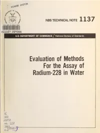 Evaluation of Methods for the Assay of Radium-228 in Water