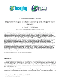 Experience from Post-Combustion Capture Pilot Plant Operations in Australia