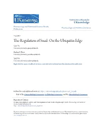 The Regulation of Snail: on the Ubiquitin Edge Qian Yu University of Kentucky, Qian.Yu@Uky.Edu