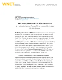 The Rolling Stones Rock and Roll Circus Airs Nationwide Beginning Tuesday, February 26 on Public Television (Check Local Listings)