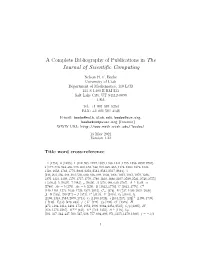 A Complete Bibliography of Publications in the Journal of Scientiﬁc Computing