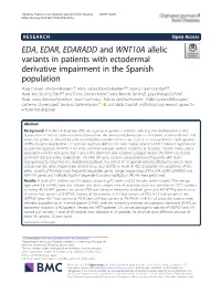 EDA, EDAR, EDARADD and WNT10A Allelic Variants in Patients With