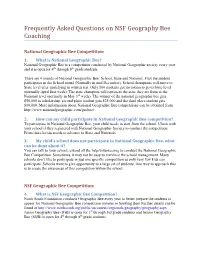 Frequently Asked Questions on NSF Geography Bee Coaching