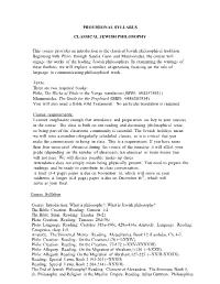 Provisional Syllabus