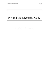 Solar PV and the Electrical Code