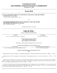 YELP INC. (Exact Name of Registrant As Specified in Its Charter)