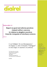 Animal Welfare Concerns in Relation to Slaughter Practices from the Viewpoint of Veterinary Sciences