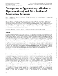 Divergence in Zygodontomys (Rodentia: Sigmodontinae) and Distribution of Amazonian Savannas