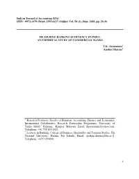 Measuring Banking Efficiency in INDIA : an Empirical Study Of