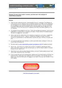 Glossary of Some Terms Used in Cement, Concrete and in the Analysis of Cementitious Materials