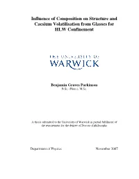 Influence of Composition on Structure and Caesium Volatilisation from Glasses for HLW Confinement