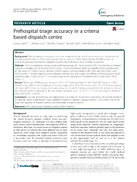 Prehospital Triage Accuracy in a Criteria Based Dispatch Centre