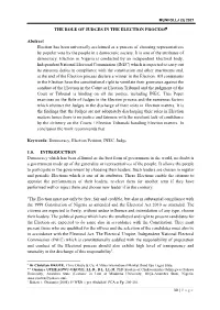 THE ROLE of JUDGES in the ELECTION PROCESS Abstract