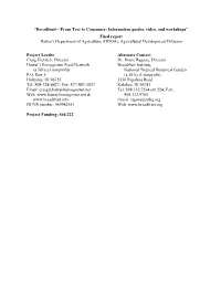 “Breadfruit—From Tree to Consumer: Information Guides, Video, and Workshops” Final Report Hawai‘I Department of Agriculture (HDOA), Agricultural Development Division