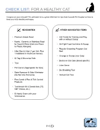 Check List: for a Healthy Cat