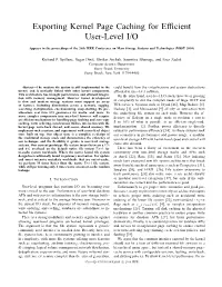 Exporting Kernel Page Caching for Efficient User-Level