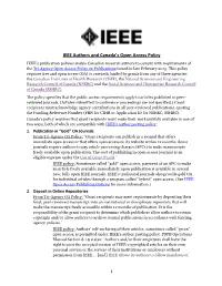 IEEE Authors and Canada's Open Access Policy