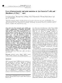 Loss of Heterozygosity and Point Mutation at Aprt Locus in T Cells and ®Broblasts of Pms27/7 Mice