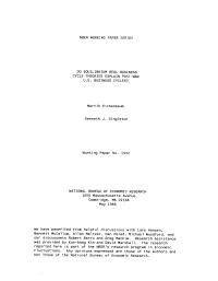 Nber Working Paper Series Do Equilibrium Real Business