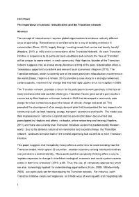 1 Clare Power the Importance of Context: Relocalisation and the Transition Network Abstract the Concept of 'Relocalisatio